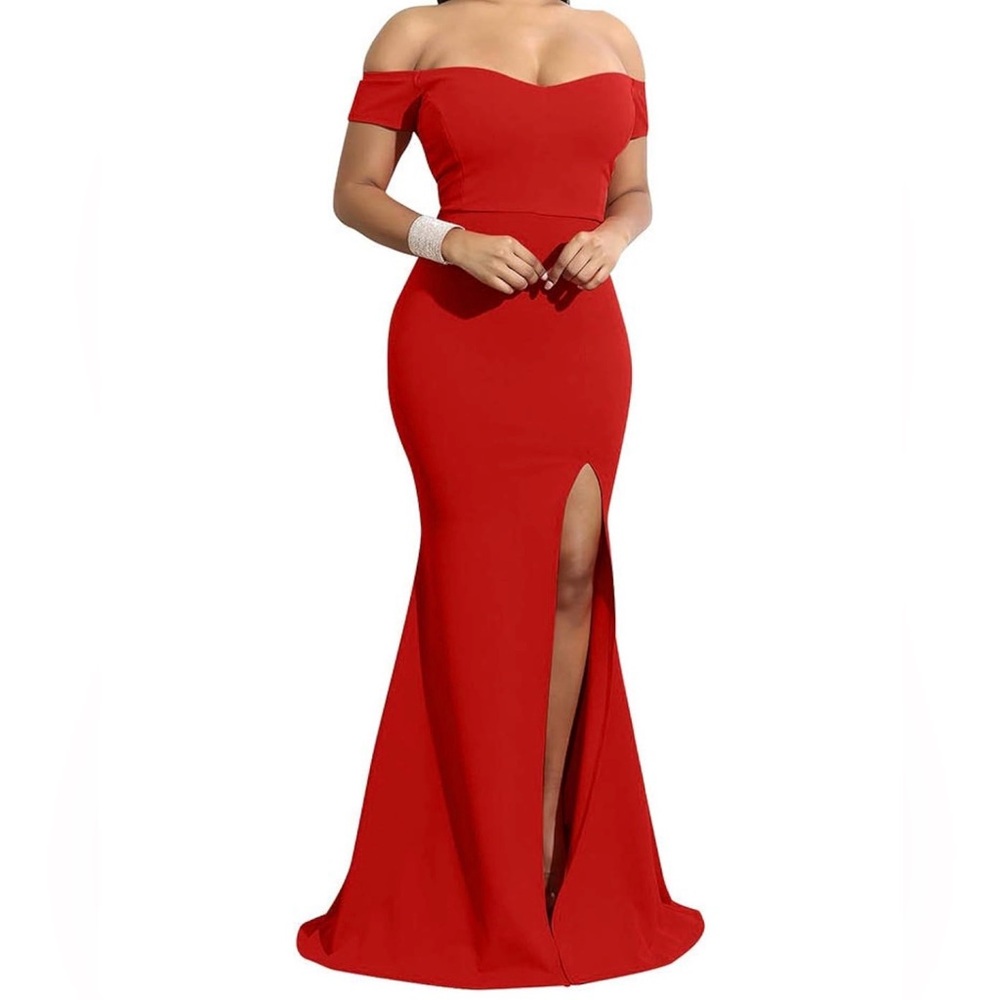 Off The Shoulder High Split Long Evening Dress - image 5